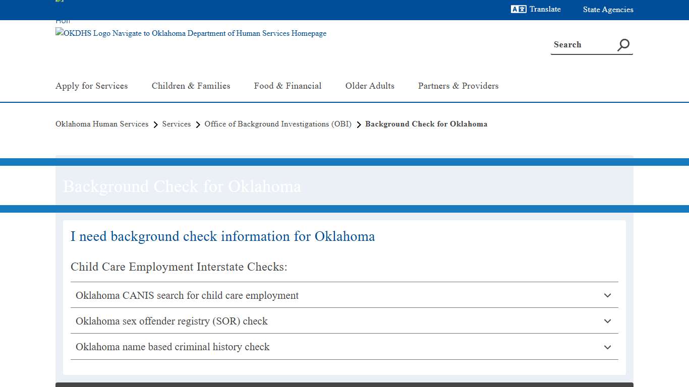 Background Check for Oklahoma